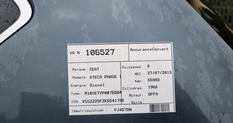 Seat Ateca cena 29800 przebieg: 66000, rok produkcji 2019 z Kraków małe 232